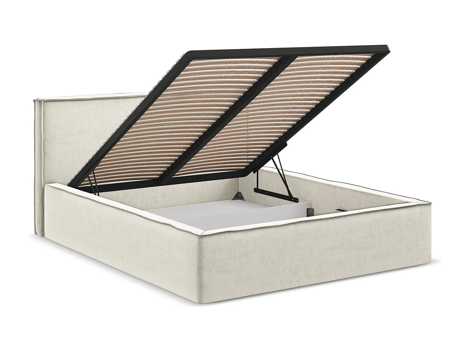 Bed met opbergruimte 180 x 228 - velours - lichtbeige - ANANI