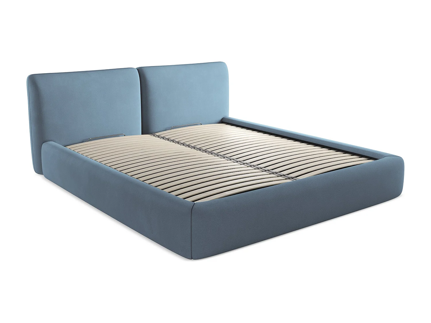 Łóżko 200 x 228 - z tkaniny szenilowej - jeans - HOKU