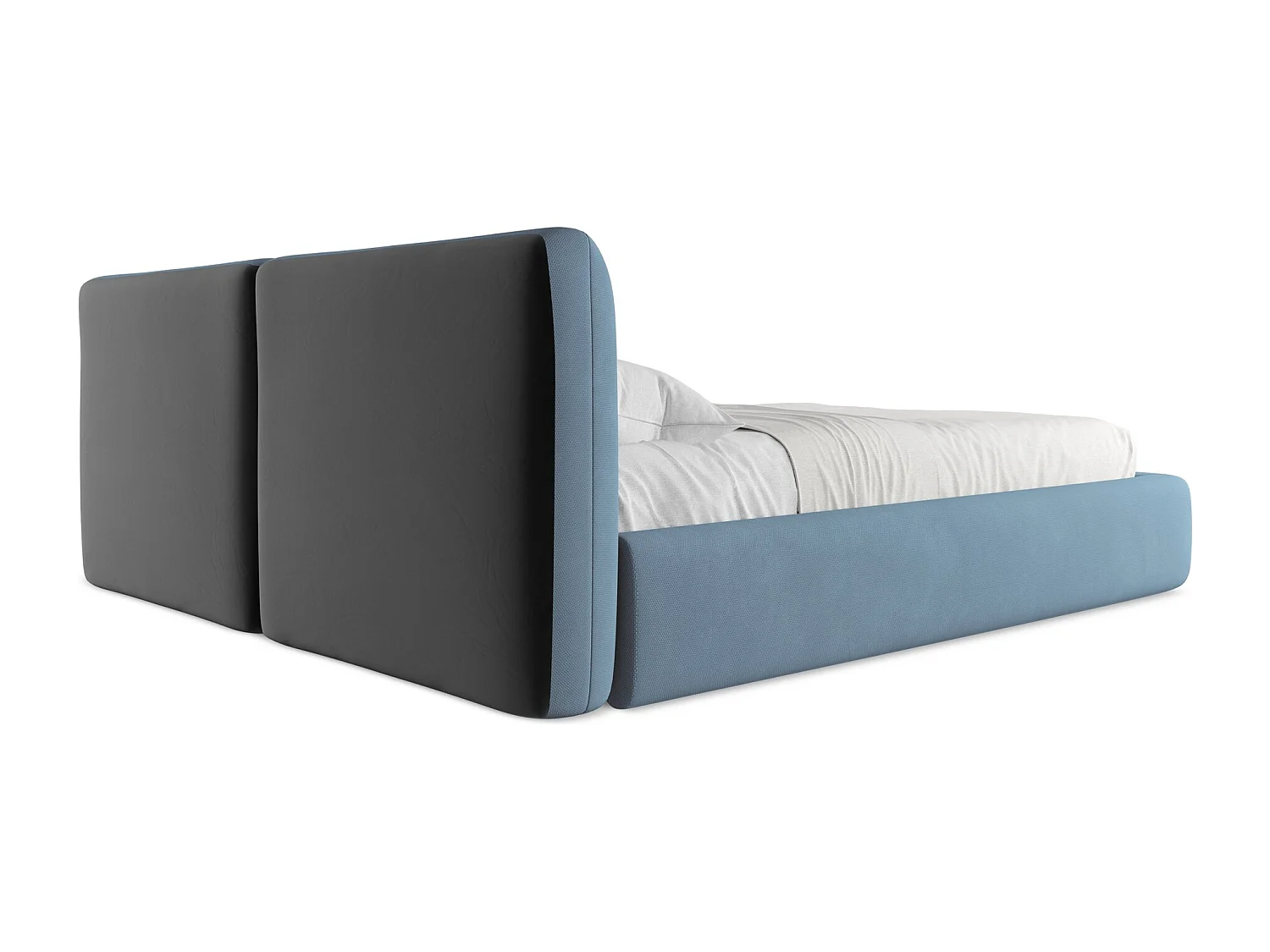 Łóżko 200 x 228 - z tkaniny szenilowej - jeans - HOKU