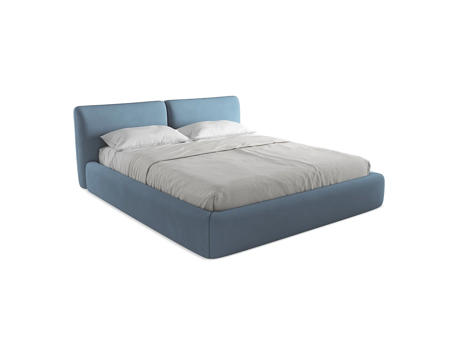 Lit coffre en tissu chenille 200 x 228 - jeans - MILANO