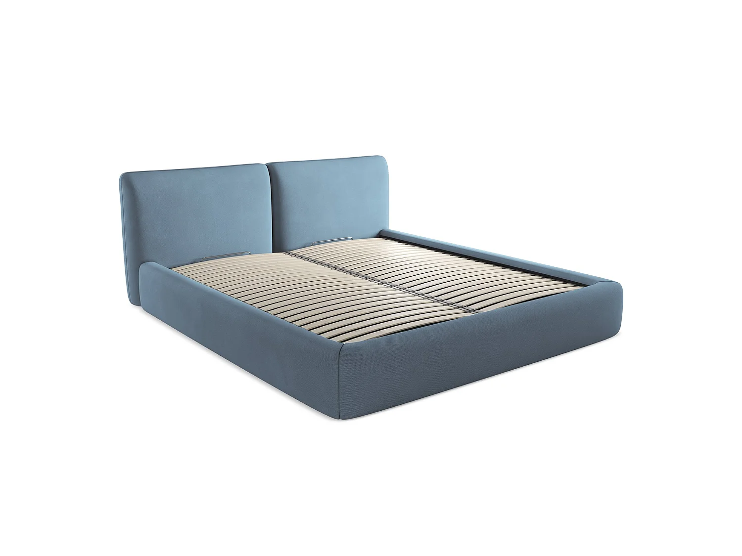 Lit coffre en tissu chenille 200 x 228 - jeans - MILANO