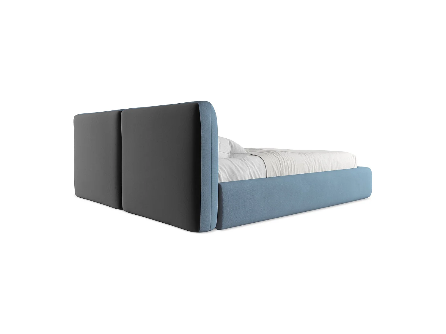 Lit coffre en tissu chenille 200 x 228 - jeans - MILANO