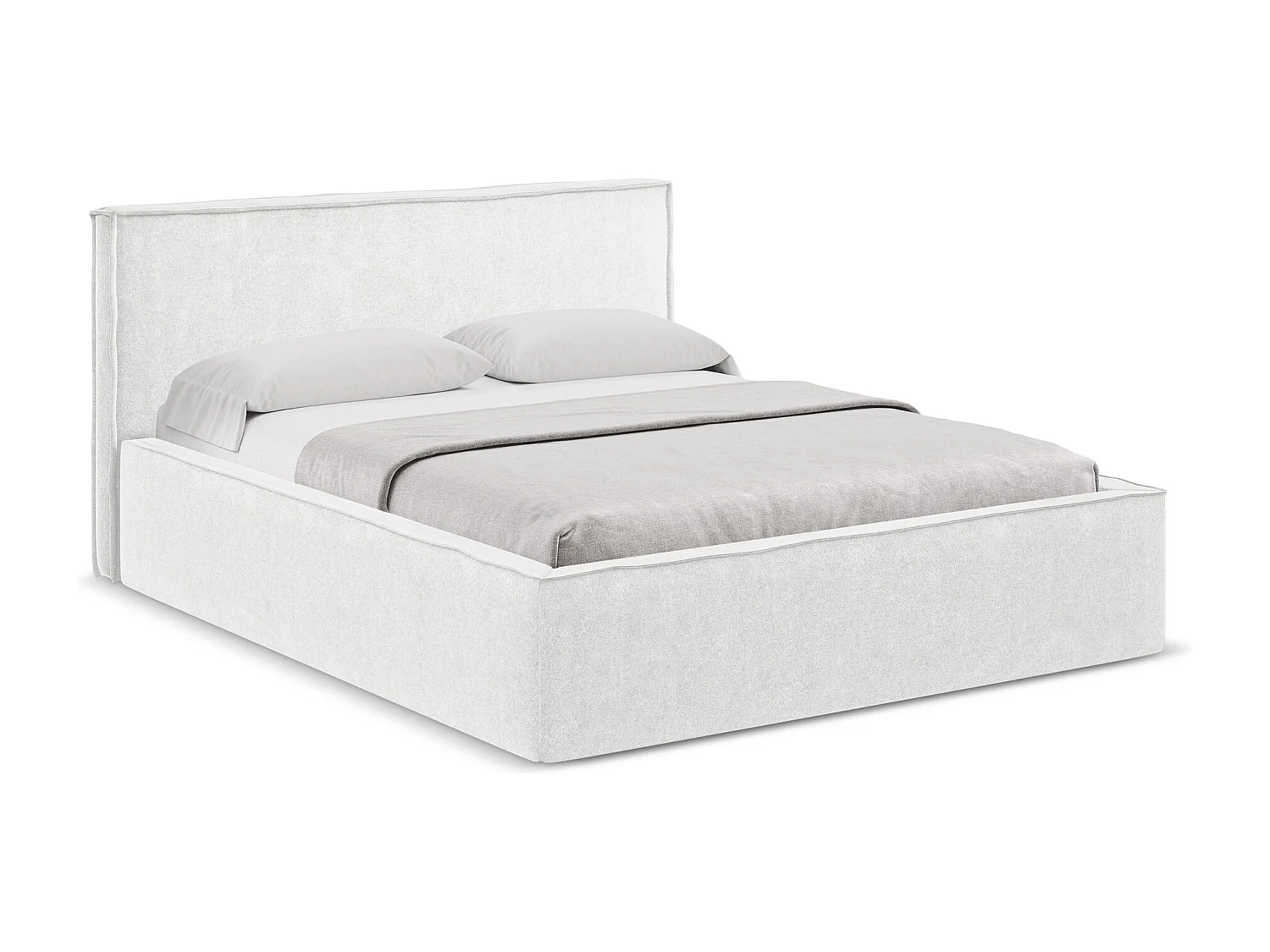 Lit coffre en tissu bouclette 140 x 200 - blanc - ANANI