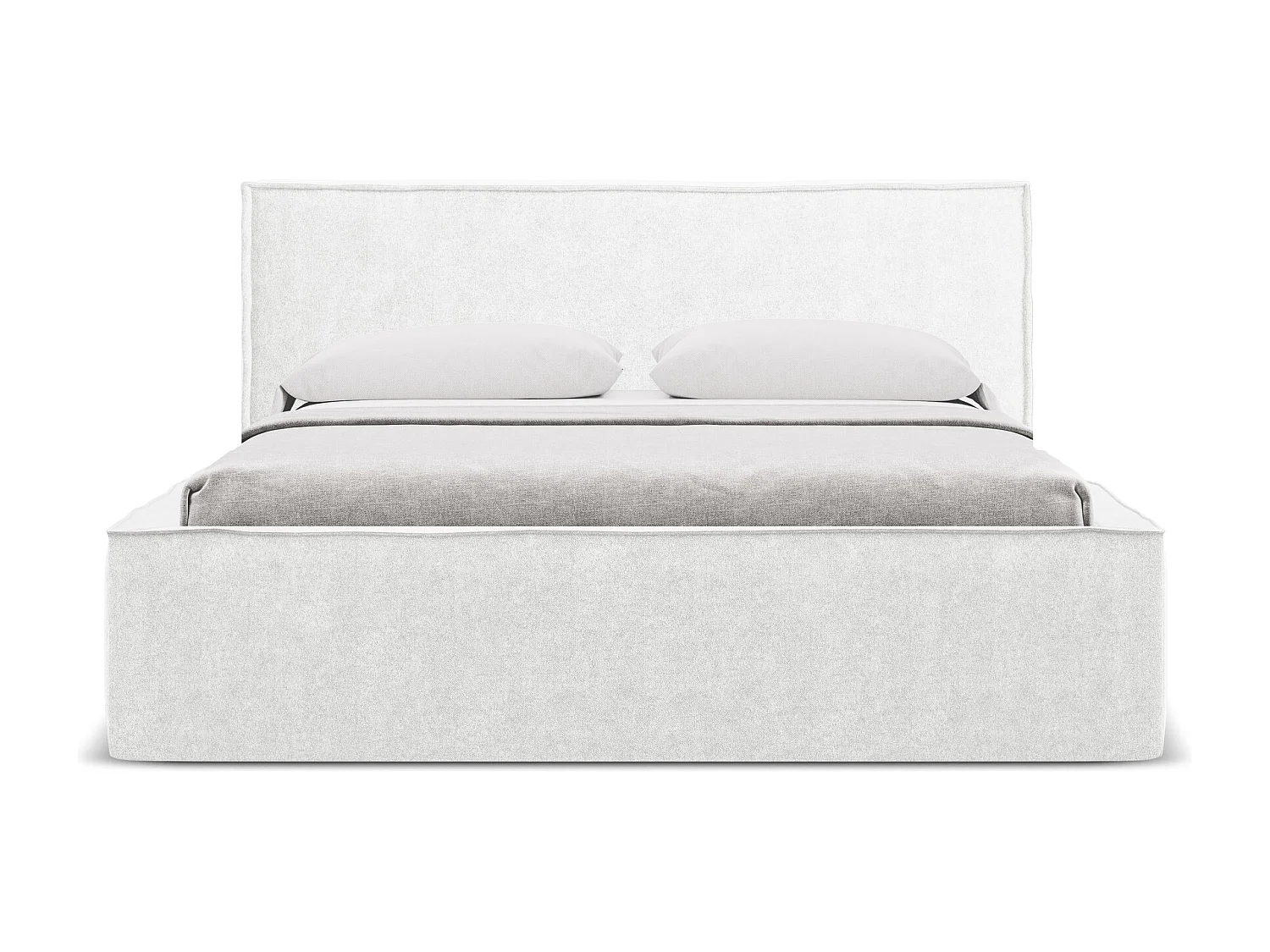 Lit coffre en tissu bouclette 140 x 200 - blanc - ANANI