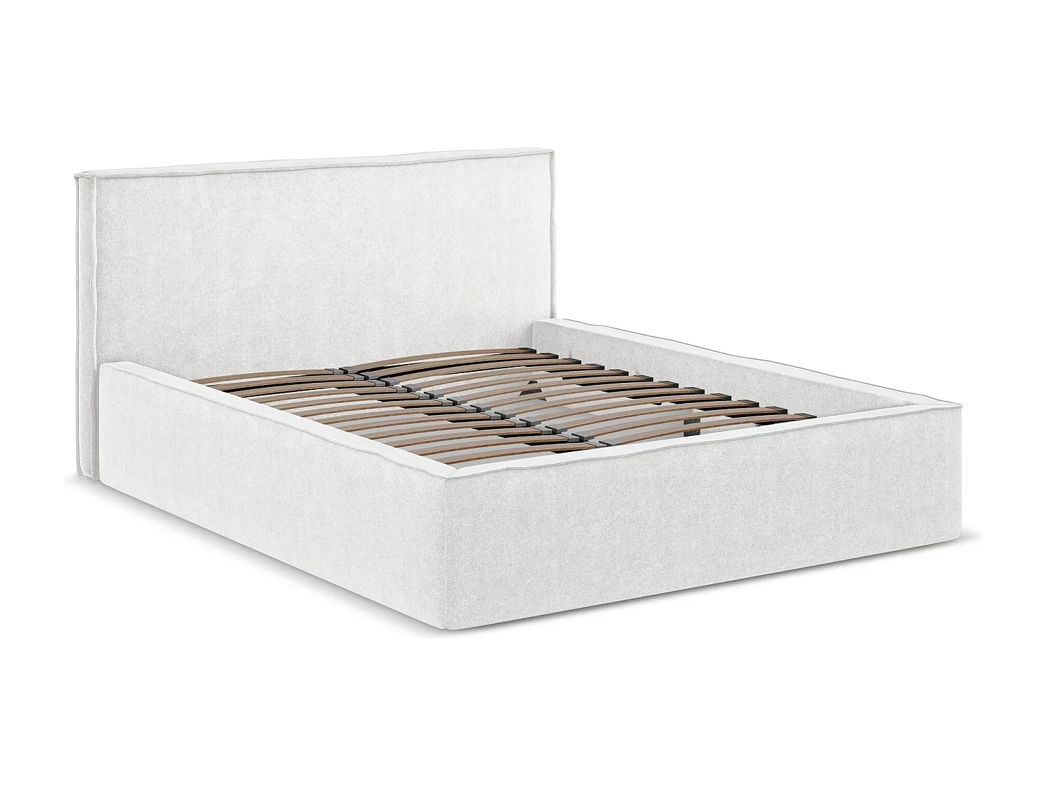 Lit coffre en tissu bouclette 140 x 200 - blanc - ANANI