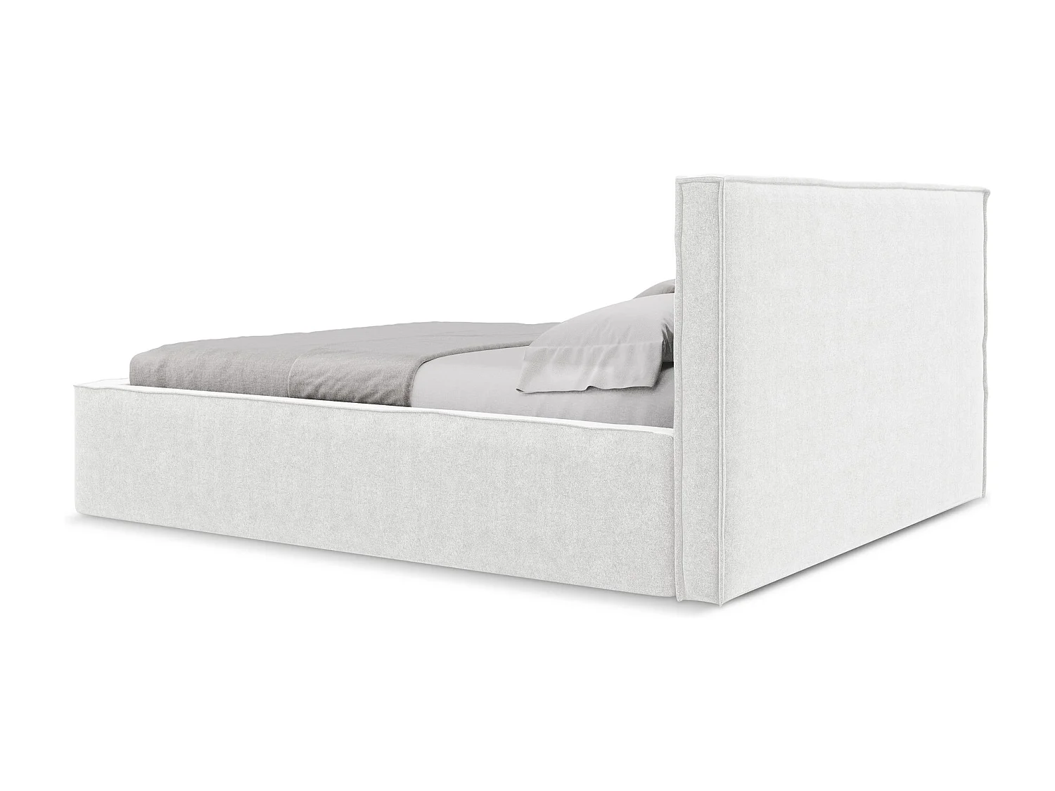 Lit coffre en tissu bouclette 140 x 200 - blanc - ANANI