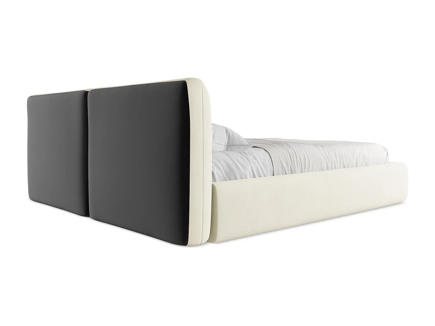 Bed met opbergruimte 200 x 228 - chenille stof - beige - HOKU