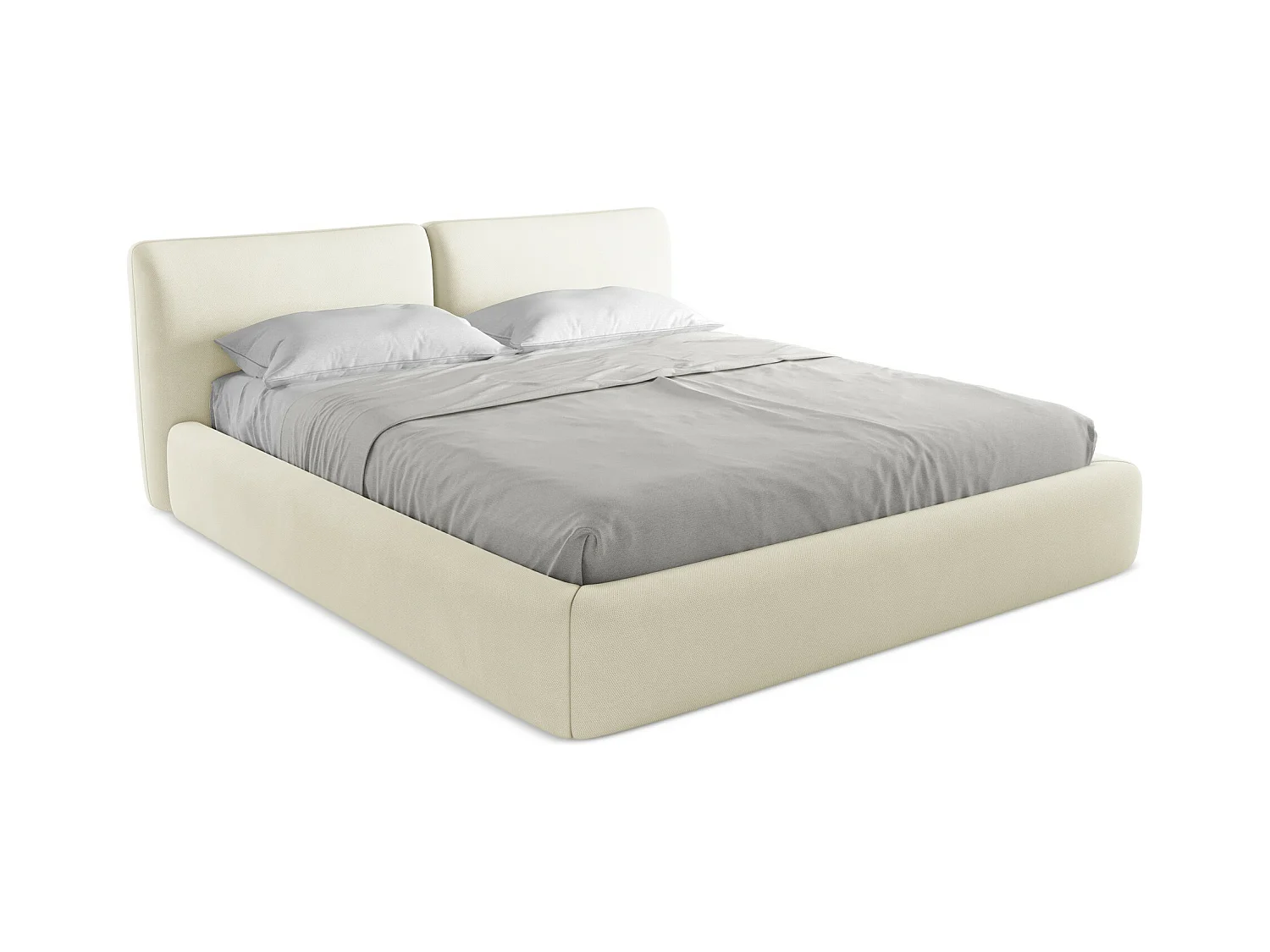 Bett mit Bettkasten - 200 x 228 - Chenille - Beige - HOKU