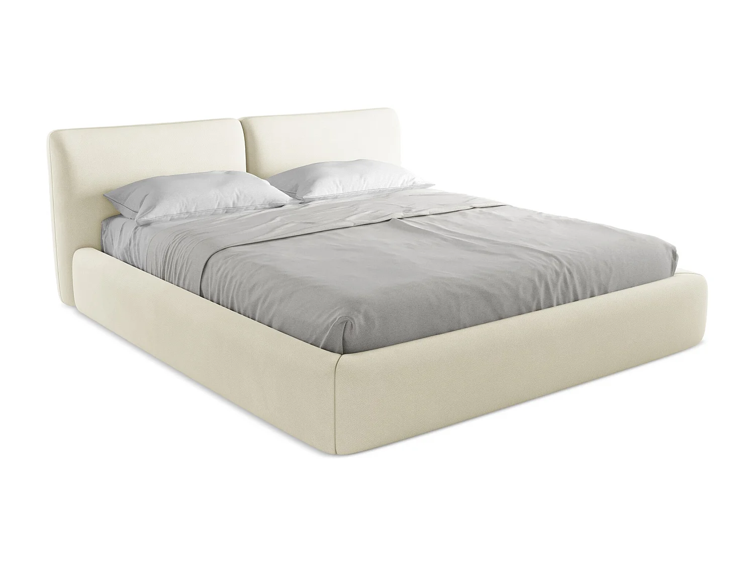 Lit coffre en tissu chenille 180 x 200 - beige - HOKU