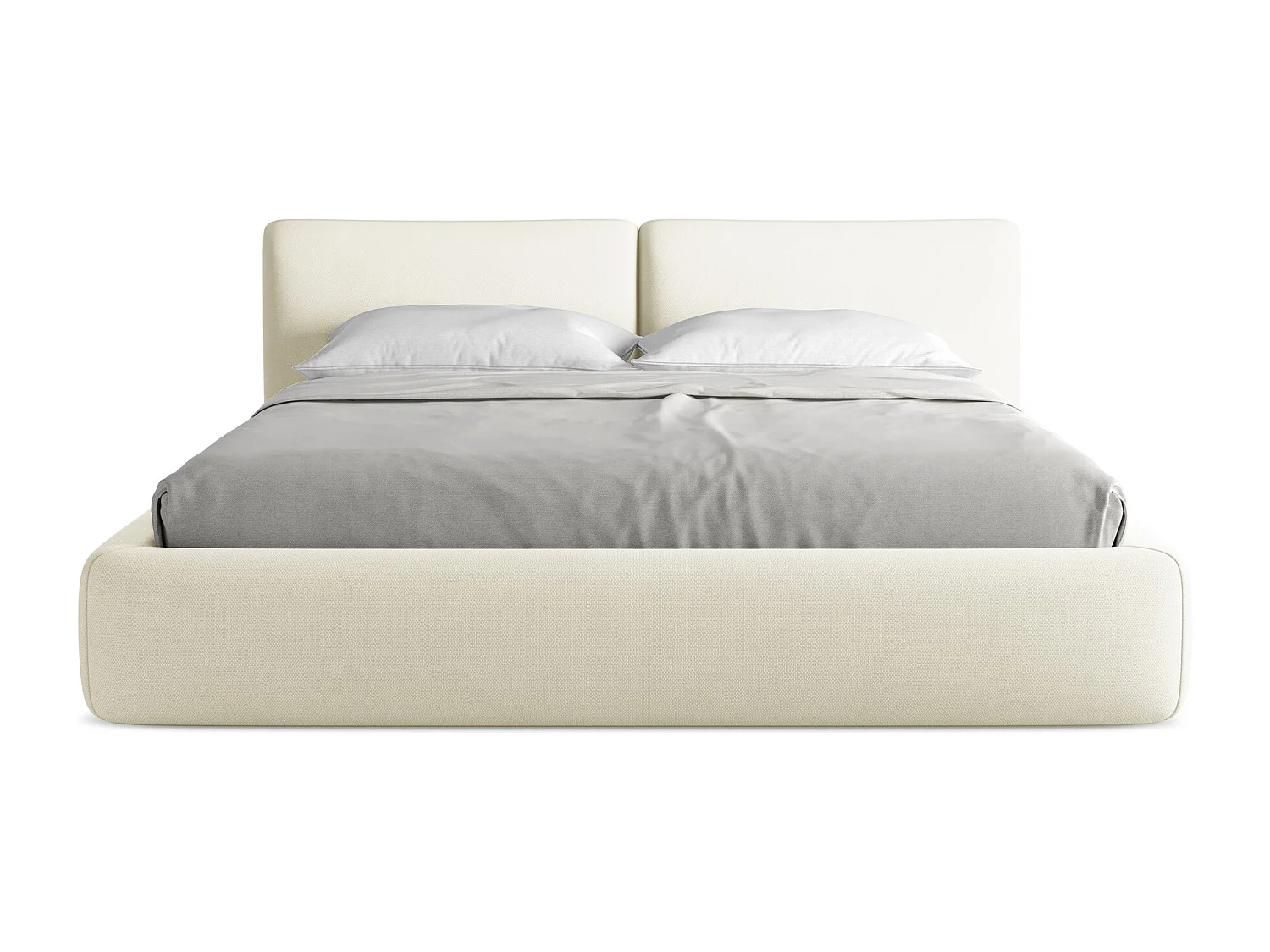 Lit coffre en tissu chenille 180 x 200 - beige - HOKU