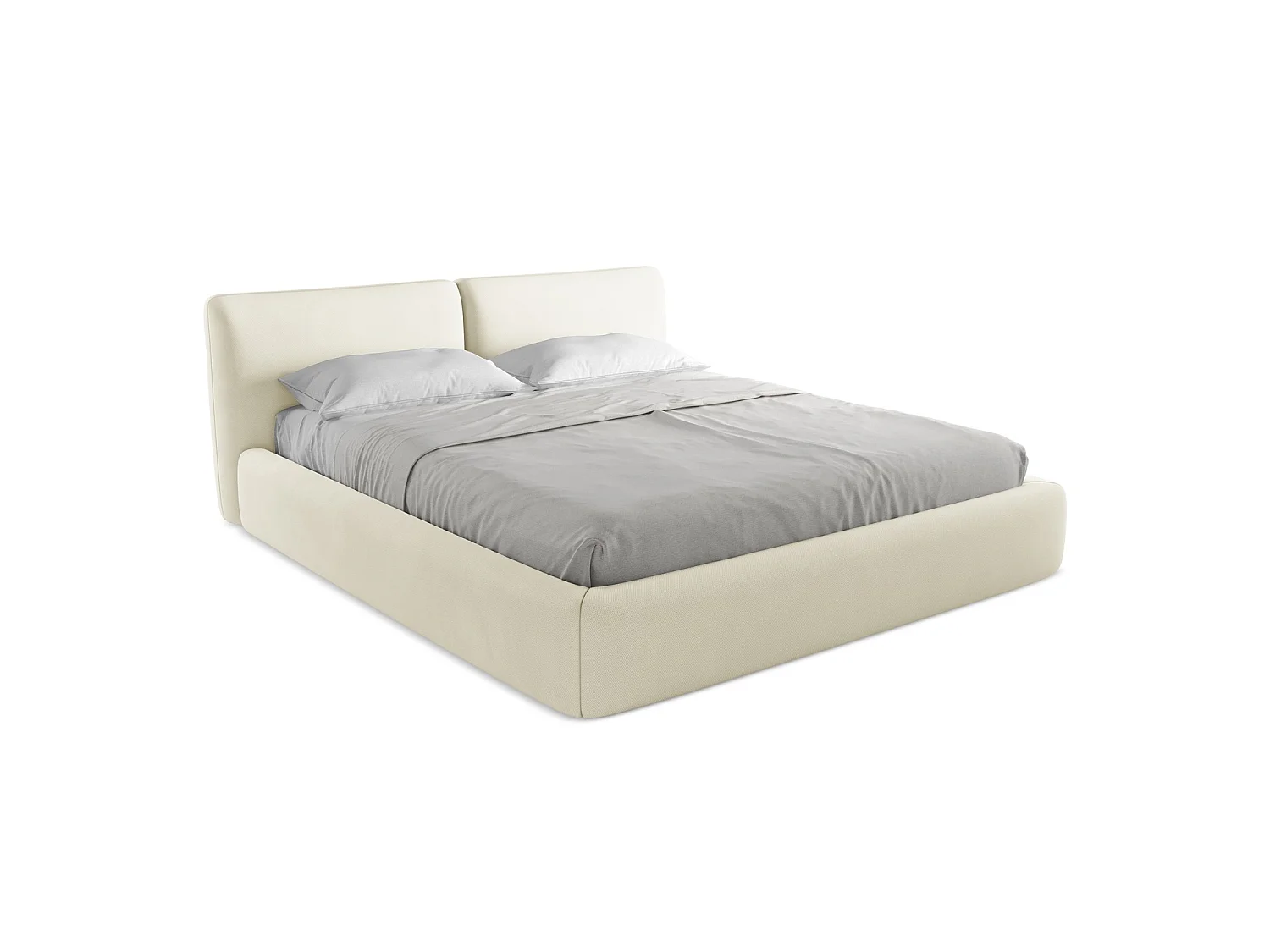 Lit coffre en tissu chenille 200 x 228 - beige - MILANO