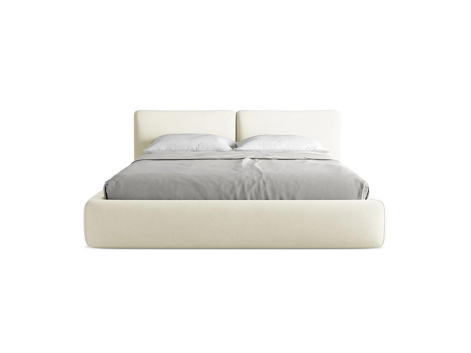 Lit coffre en tissu chenille 200 x 228 - beige - MILANO