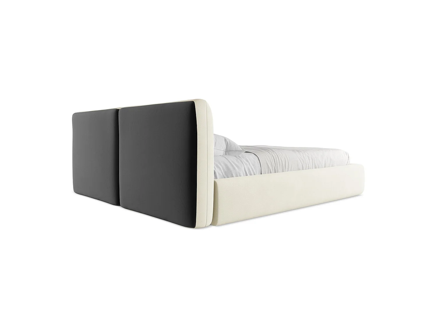 Lit coffre en tissu chenille 200 x 228 - beige - MILANO