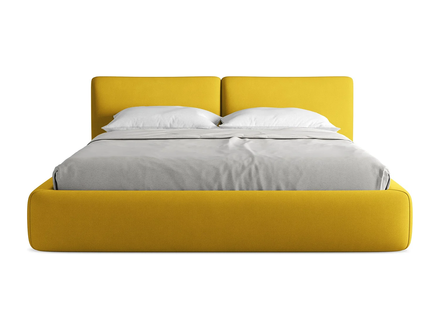 Bed met opbergruimte 200 x 228 - chenille stof - mosterd - HOKU