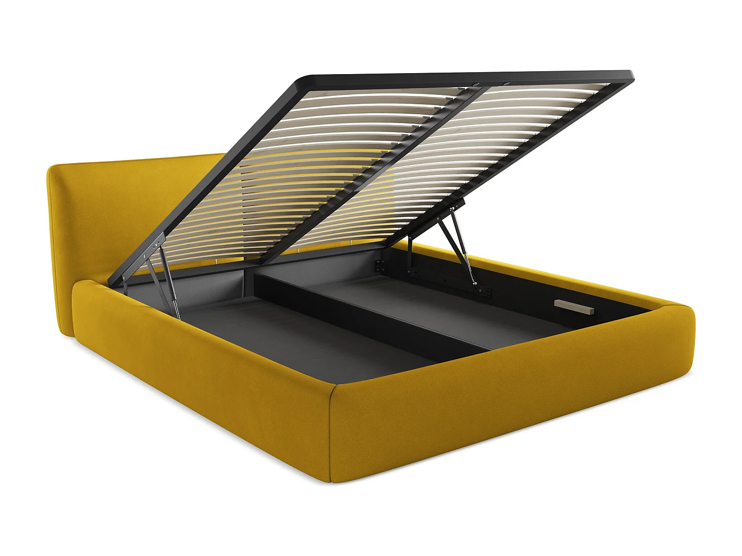 Lit coffre en tissu chenille 180 x 200 - moutarde - HOKU