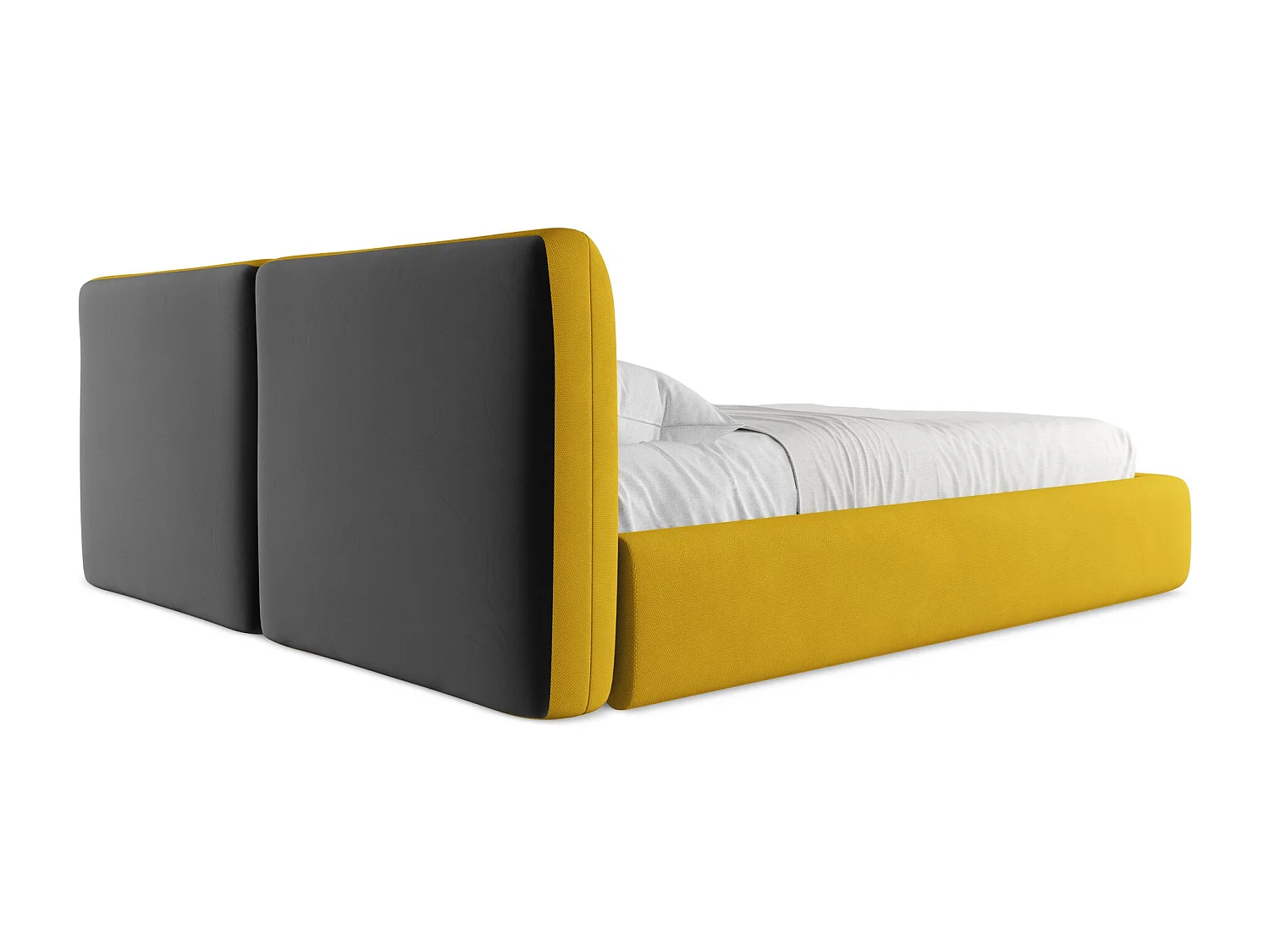 Lit coffre en tissu chenille 180 x 200 - moutarde - HOKU