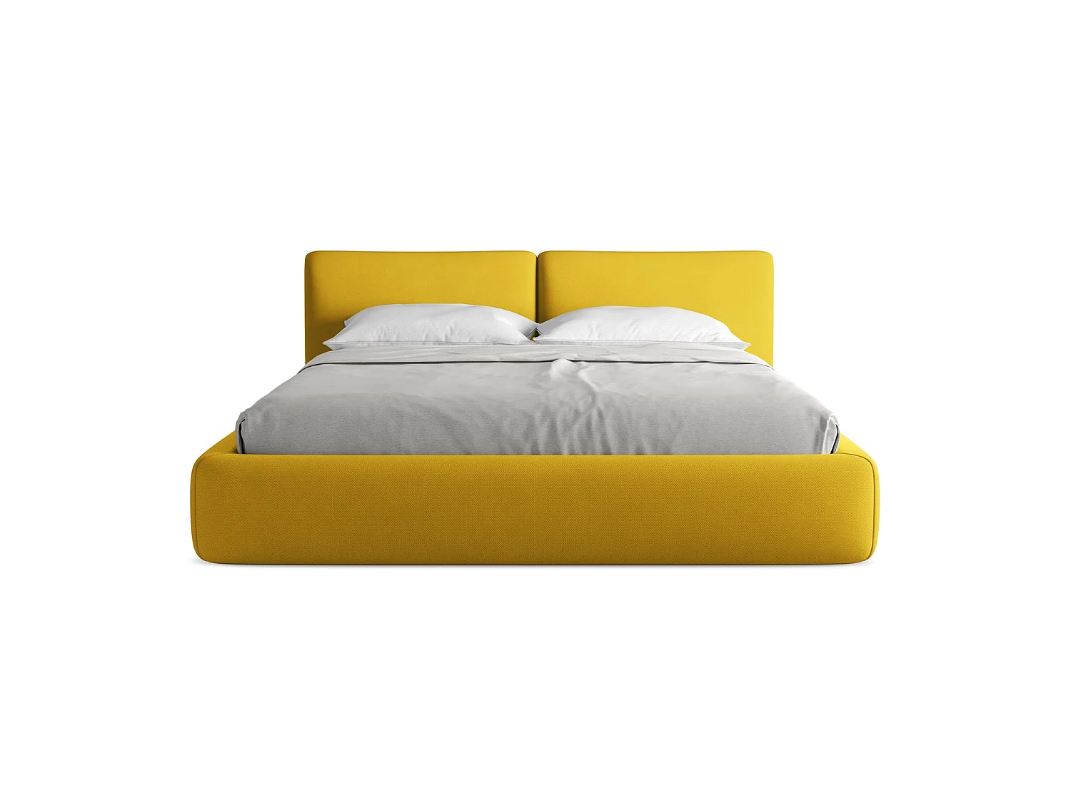 Lit coffre en tissu chenille 200 x 228 - moutarde - MILANO