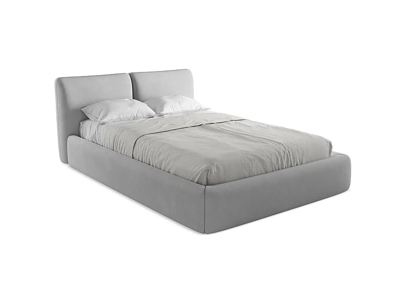 Bett mit Bettkasten - 160 x 228 - Chenille - Graphit - HOKU