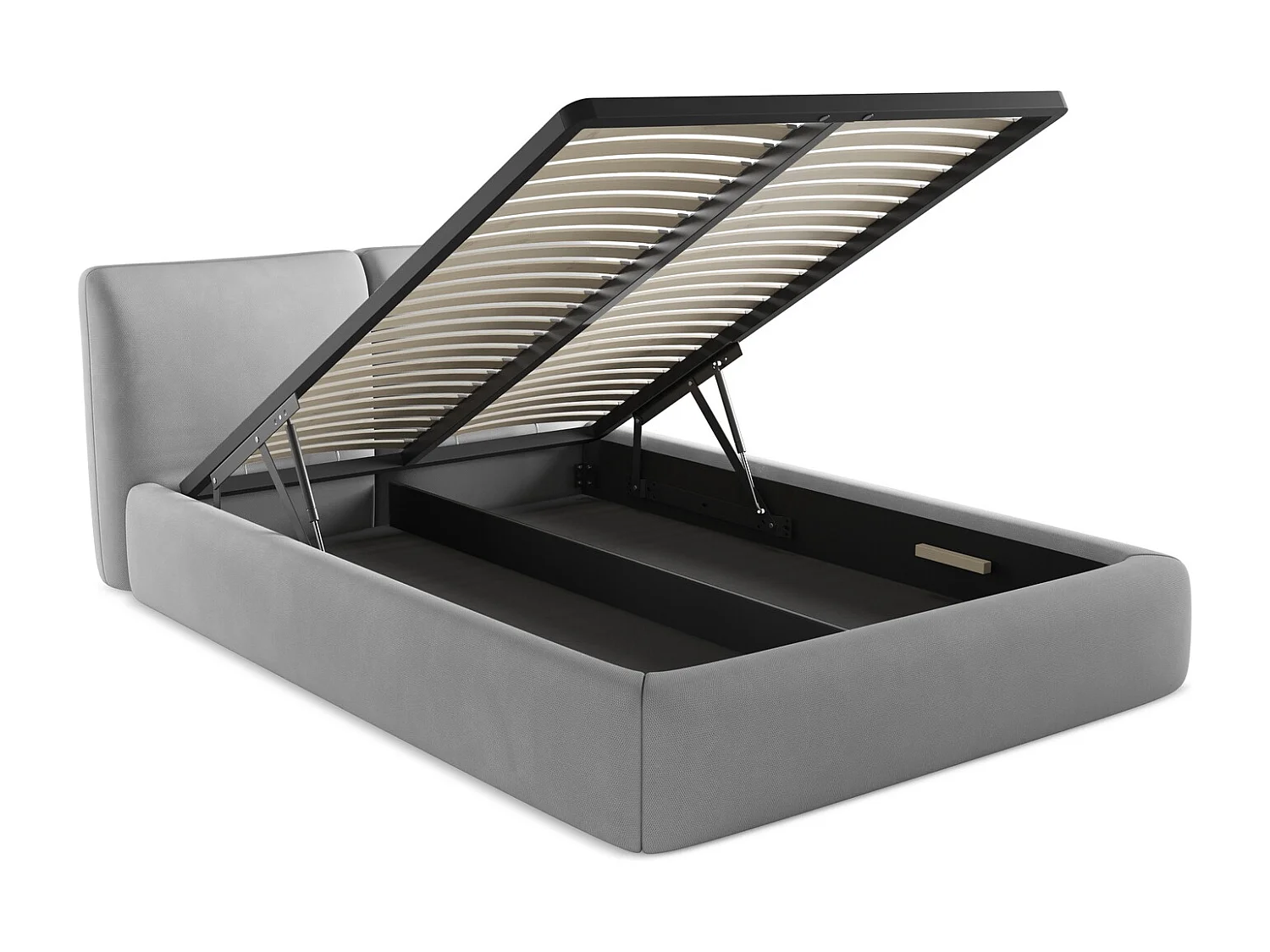 Lit coffre en tissu chenille 140 x 200 - graphite - HOKU