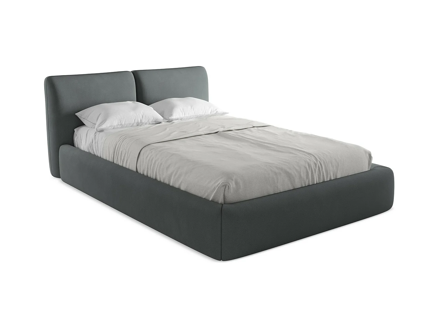 Bed met opbergruimte 160 x 228 - chenille stof - grafiet - HOKU