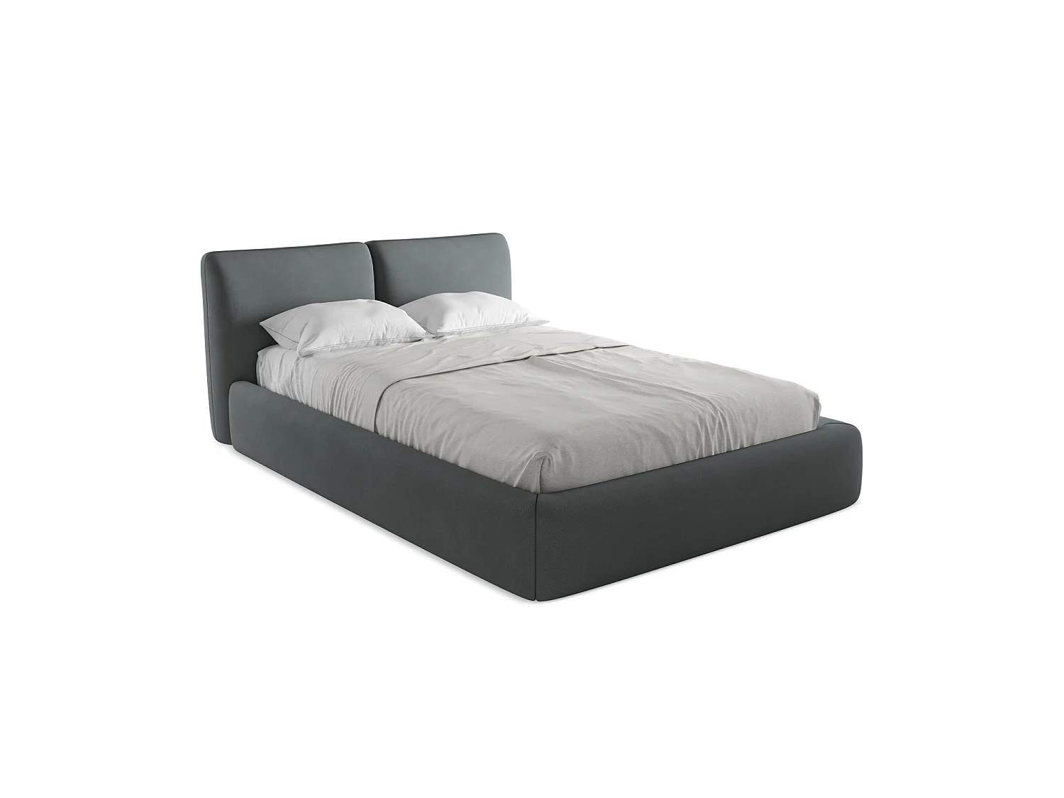 Bett mit Bettkasten - 160 x 228 - Chenille - Graphit - MILANO