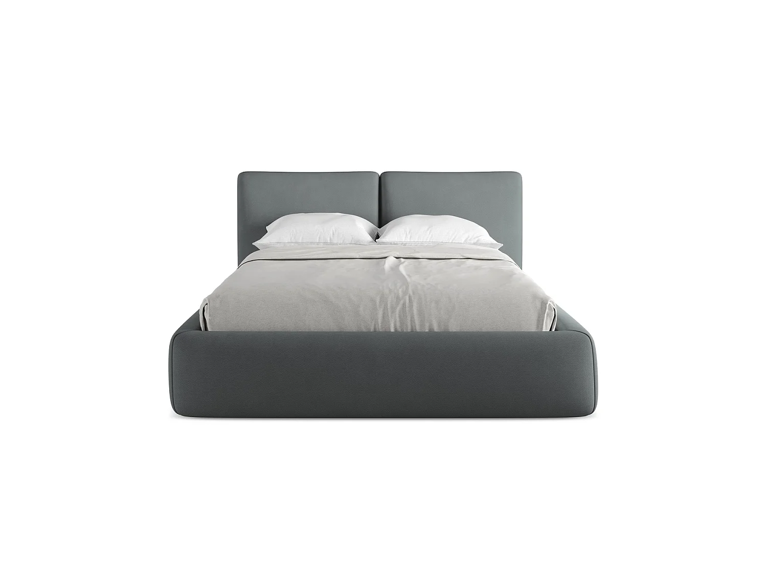 Bett mit Bettkasten - 160 x 228 - Chenille - Graphit - MILANO