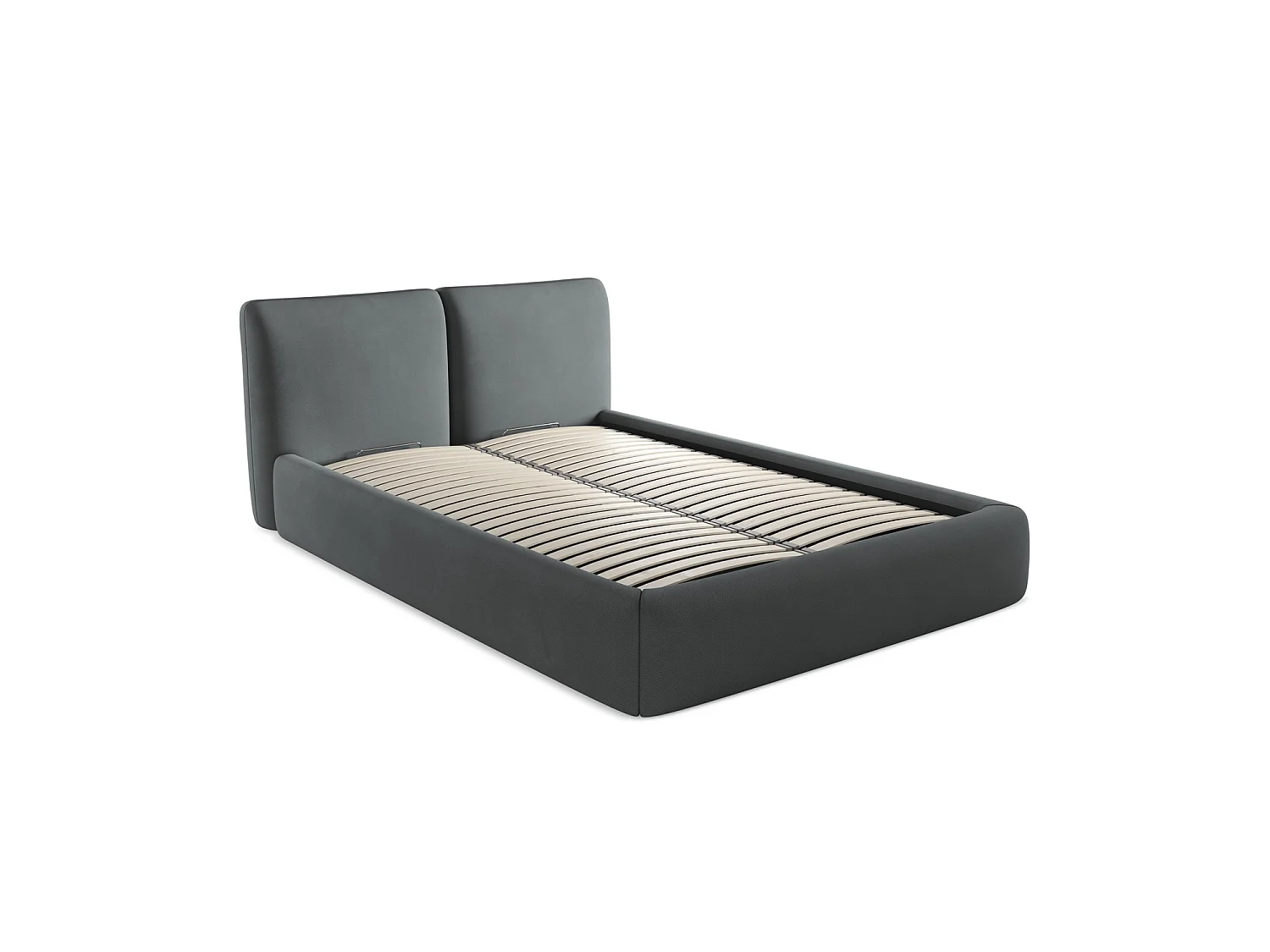Bett mit Bettkasten - 160 x 228 - Chenille - Graphit - MILANO