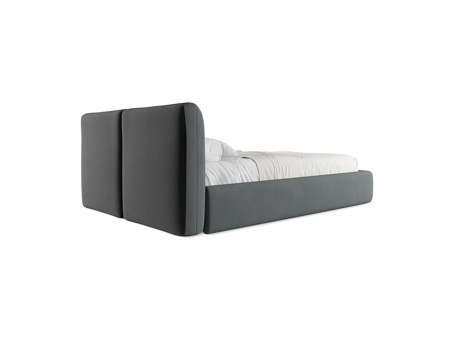 Bett mit Bettkasten - 160 x 228 - Chenille - Graphit - MILANO