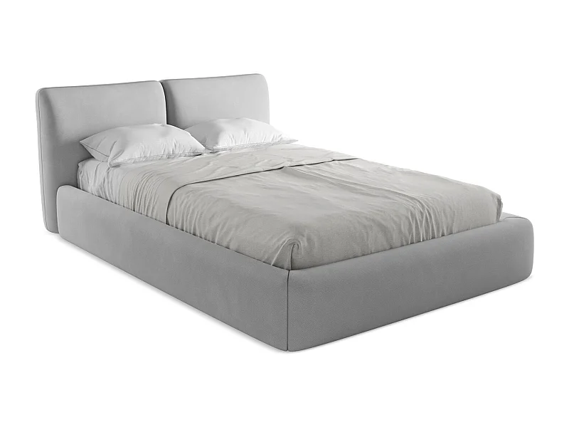 Lit coffre en tissu chenille 140 x 200 - graphite - HOKU