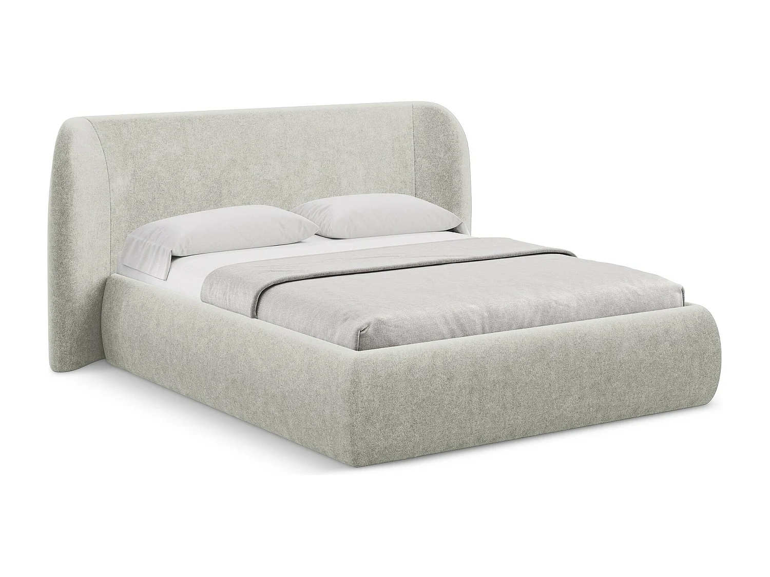 Cama com espaço de arrumação 180x200 cm em tecido bouclé - bege - HAUKE