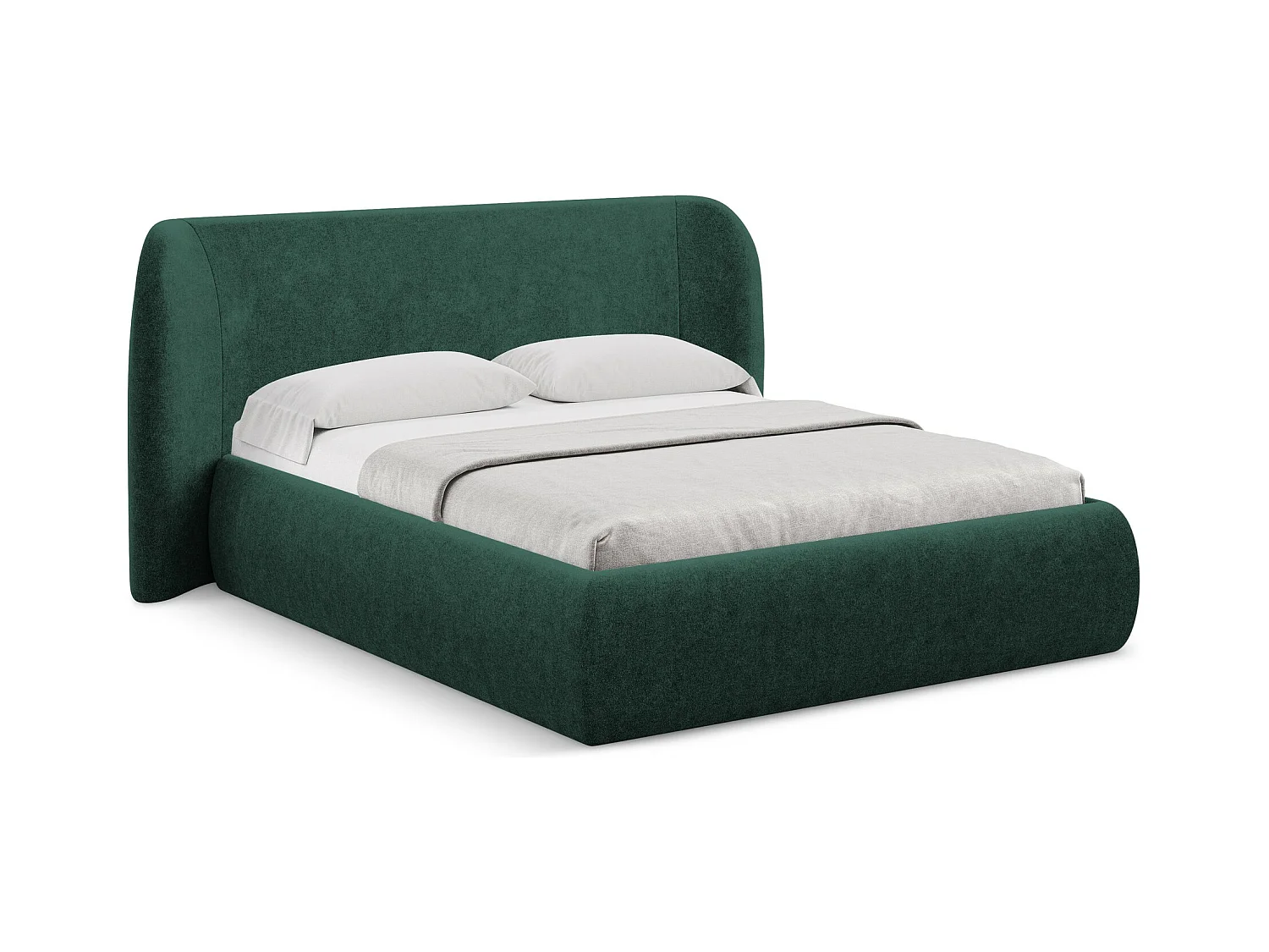 Lit coffre en tissu bouclette 140 x 200 - bouteille verte - HAUKE
