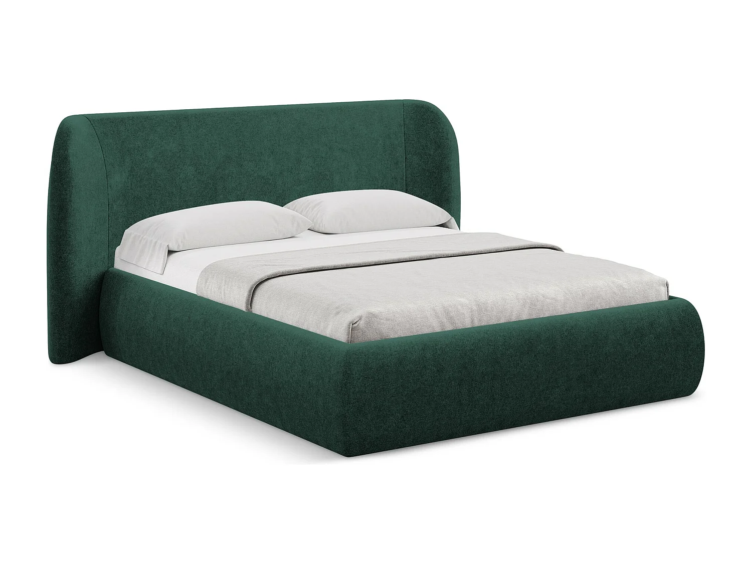 Lit coffre en tissu bouclette 140 x 200 - bouteille verte - HAUKE