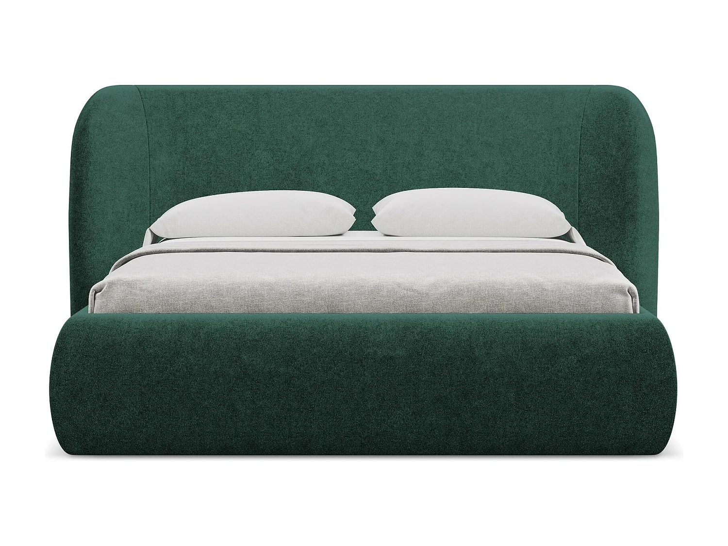 Lit coffre en tissu bouclette 140 x 200 - bouteille verte - HAUKE