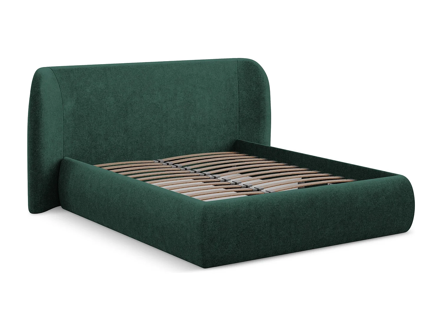 Lit coffre en tissu bouclette 140 x 200 - bouteille verte - HAUKE