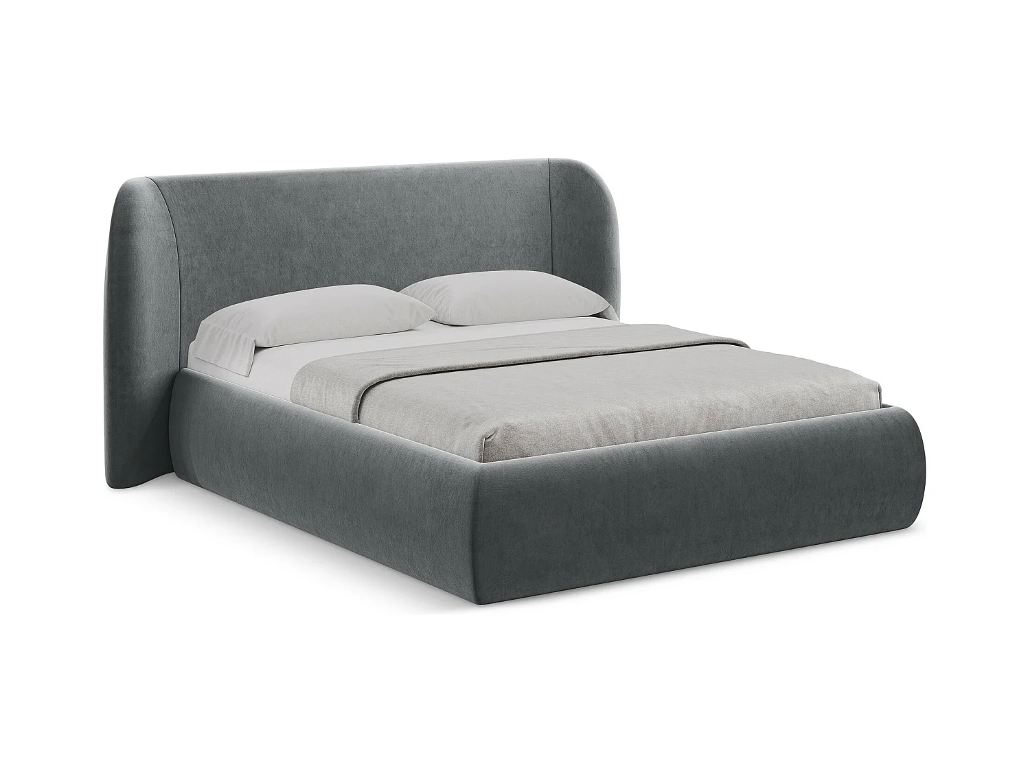 Lit coffre en velours 140 x 200 - acier - HAUKE