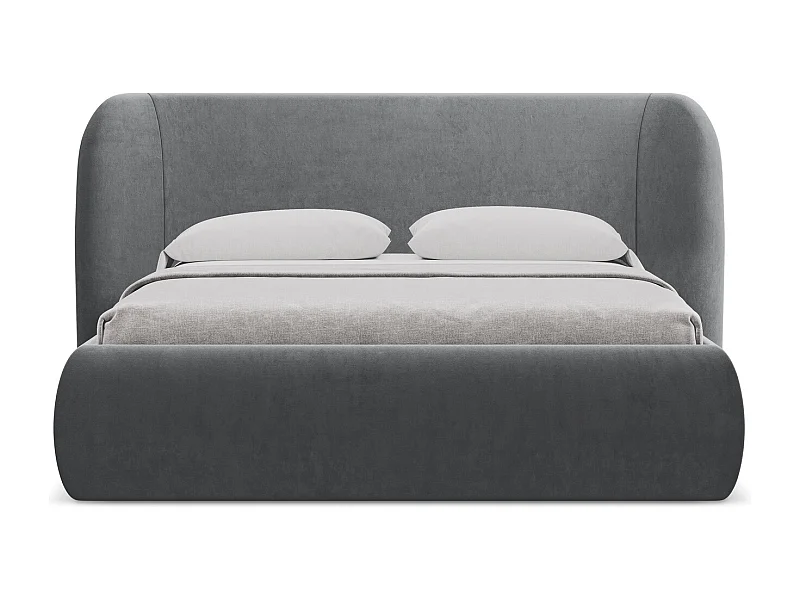 Lit coffre en velours 140 x 200 - acier - HAUKE