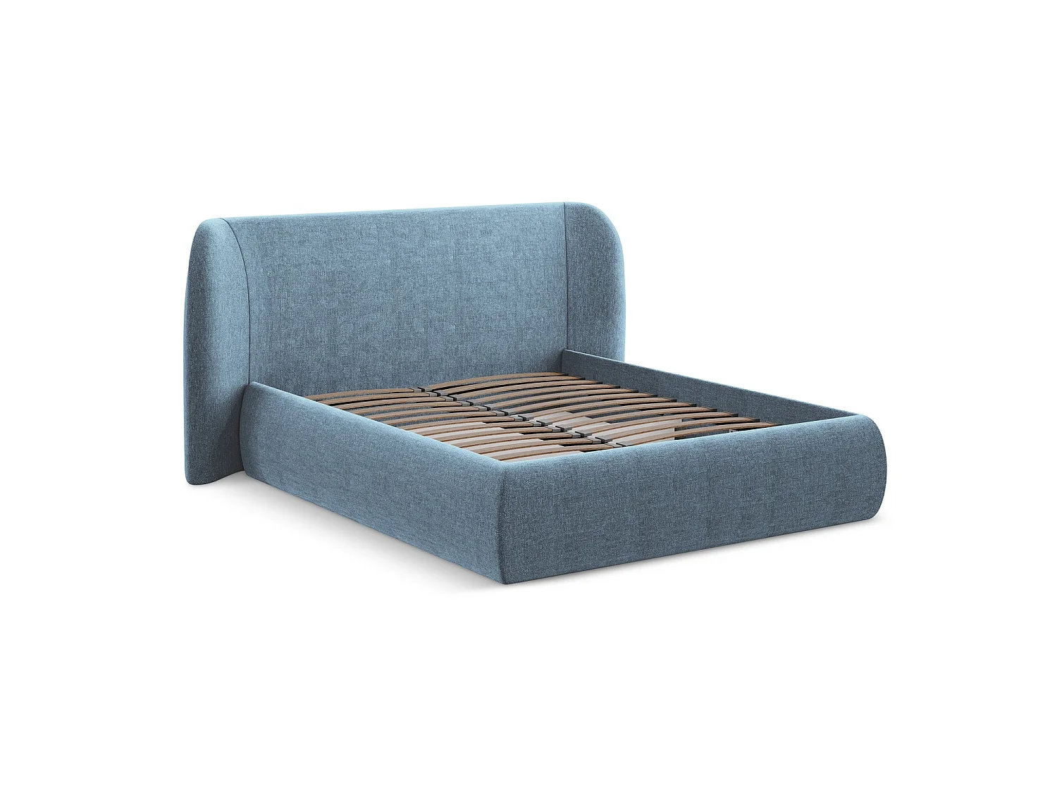 Bed met opbergruimte 210 x 215 - chenille stof - jeans - TRIESTE
