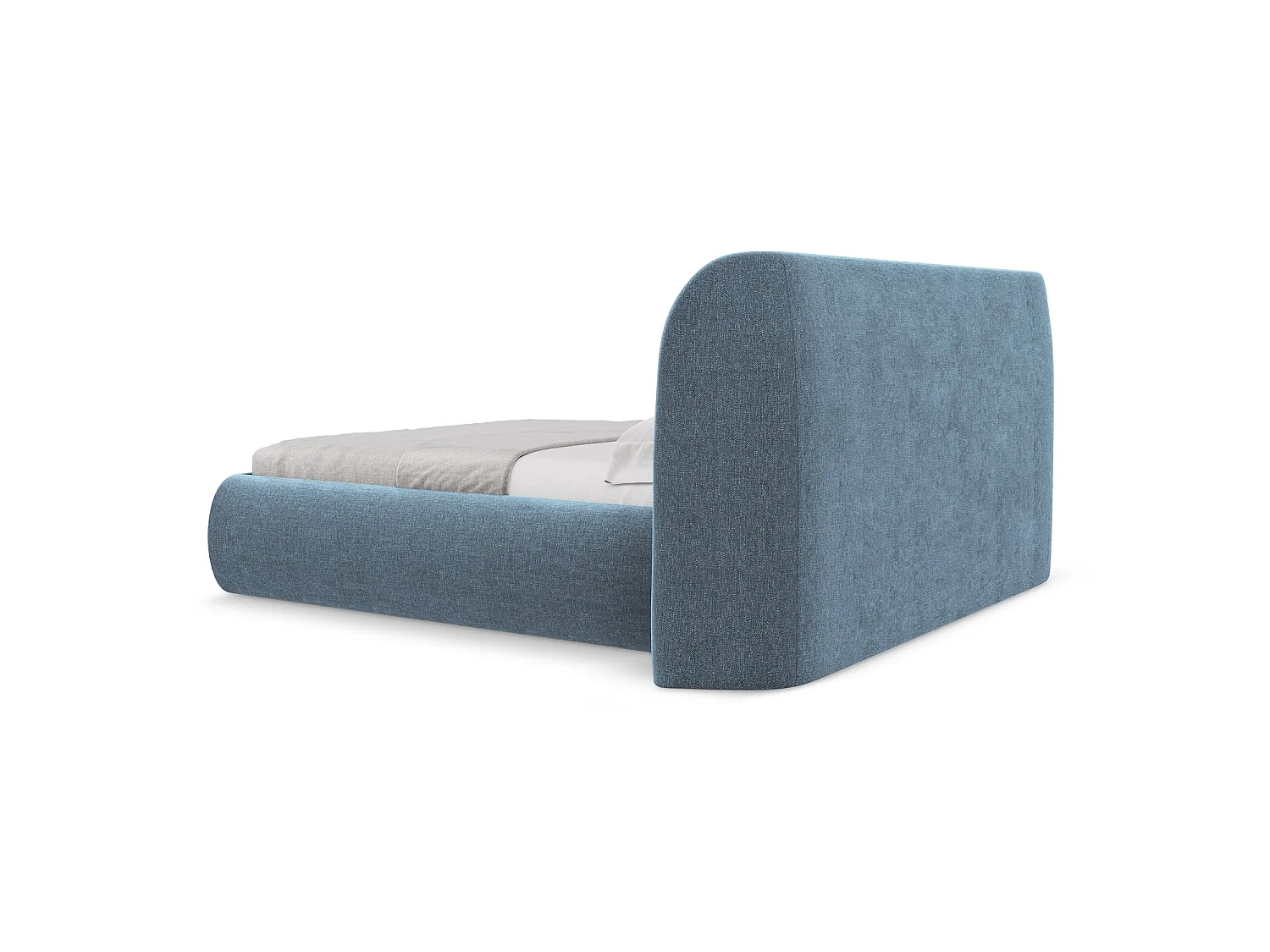 Bed met opbergruimte 210 x 215 - chenille stof - jeans - TRIESTE