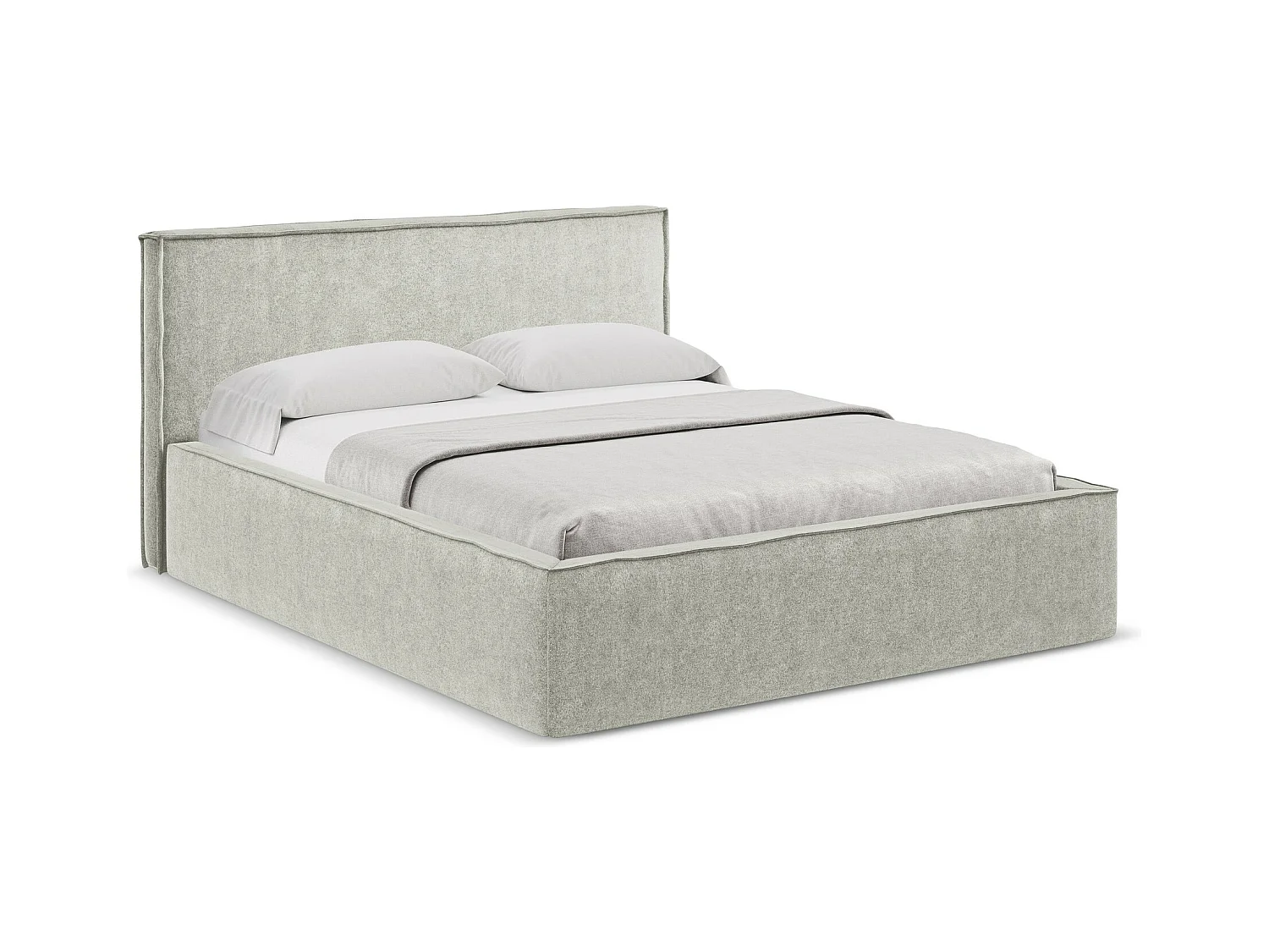Bett mit Bettkasten - 160 x 228 - Bouclé - Beige - ANANI