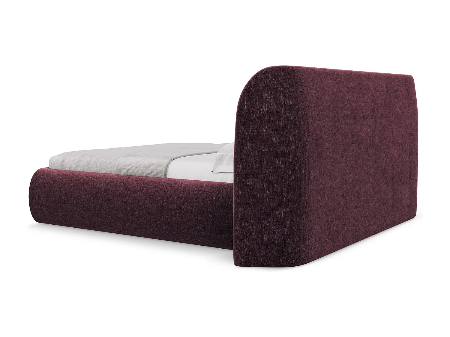 Bett mit Bettkasten - 190 x 215 - Chenille - Rotwein - HAUKE