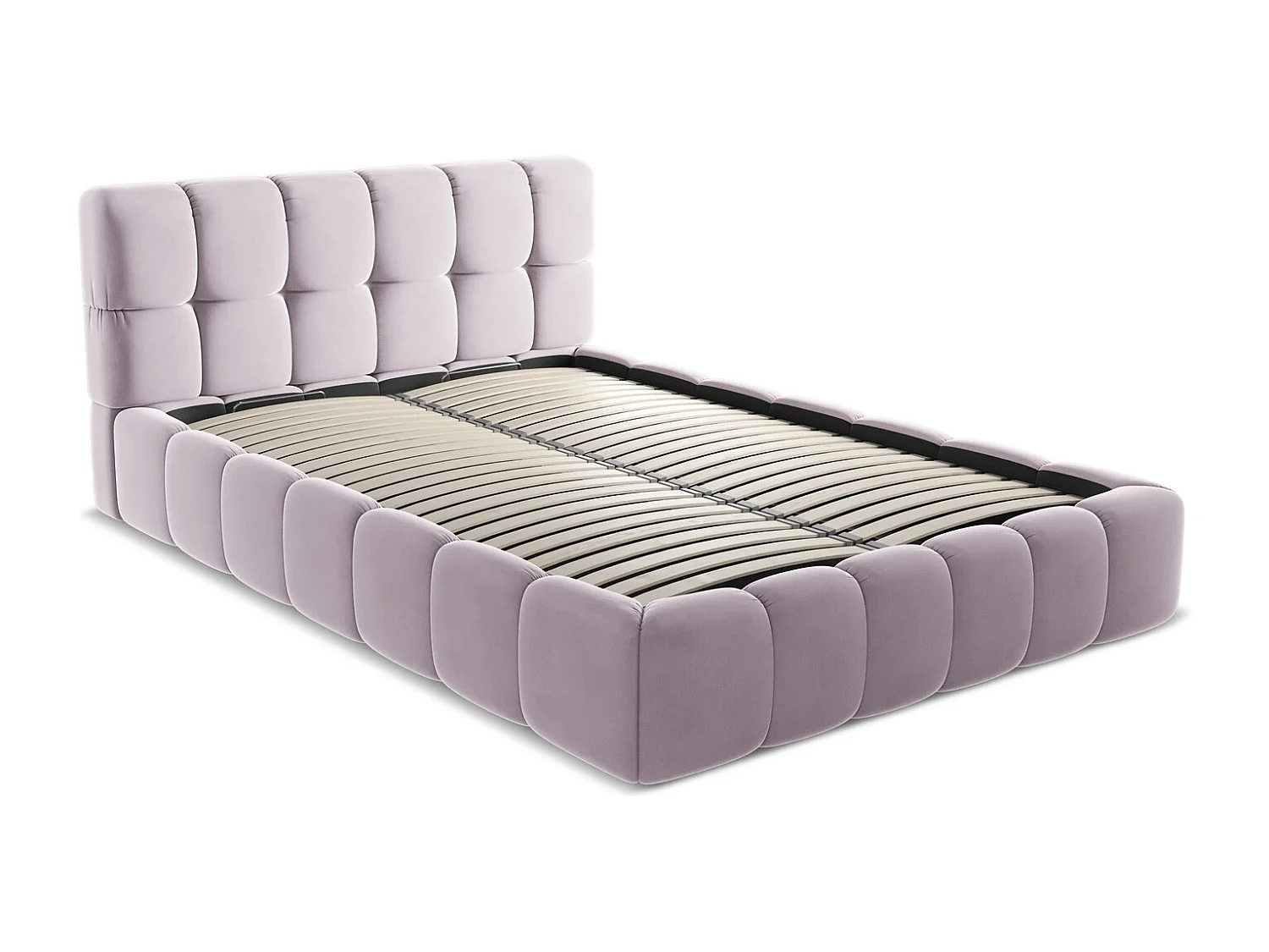 Bett mit Bettkasten - 160 x 228 - Samt - Lavendel - NALU