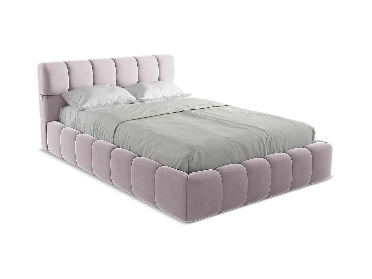 Lit coffre en velours 140 x 200 - lavande - NALU