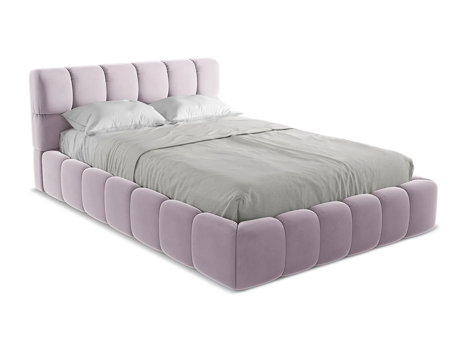 Lit coffre en velours 140 x 200 - lavande - NALU