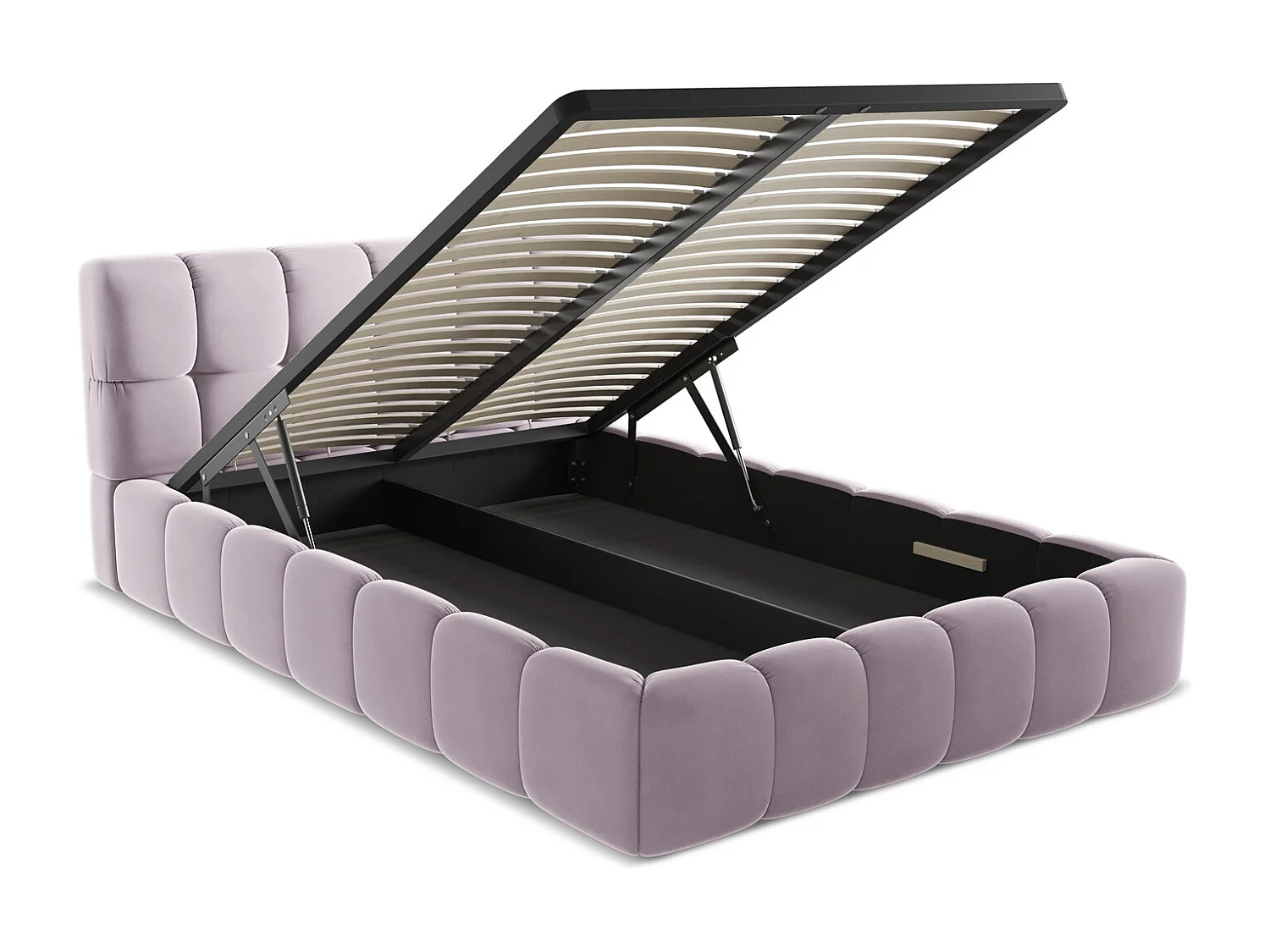 Lit coffre en velours 140 x 200 - lavande - NALU