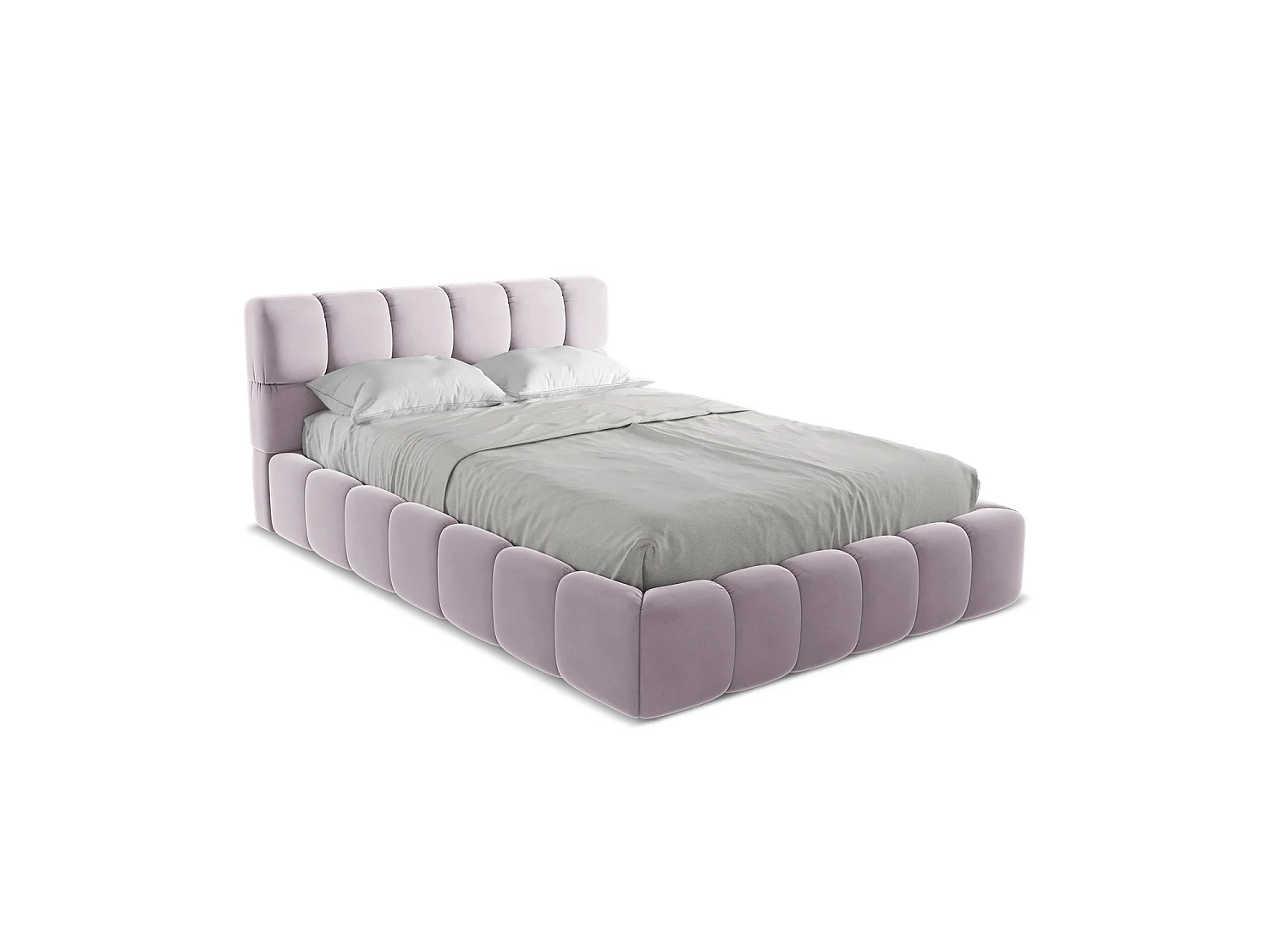 Bett mit Bettkasten - 160 x 228 - Samt - Lavendel - ROMA