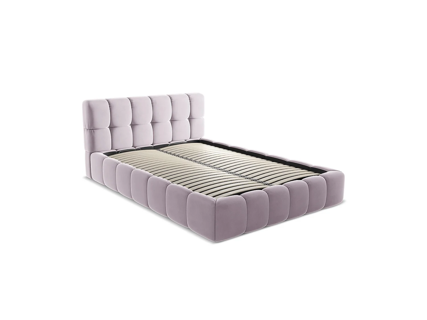 Bett mit Bettkasten - 160 x 228 - Samt - Lavendel - ROMA
