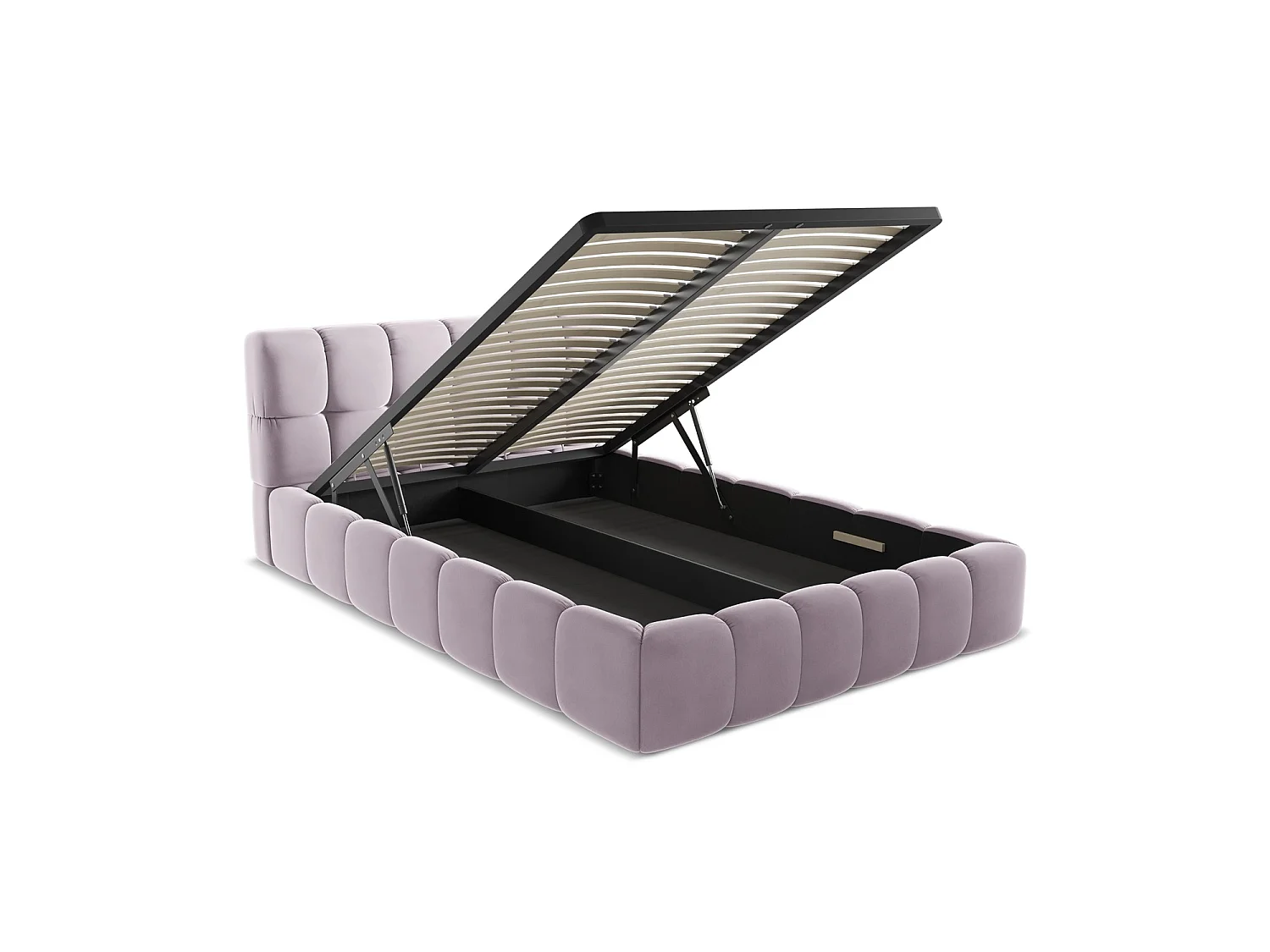 Bett mit Bettkasten - 160 x 228 - Samt - Lavendel - ROMA