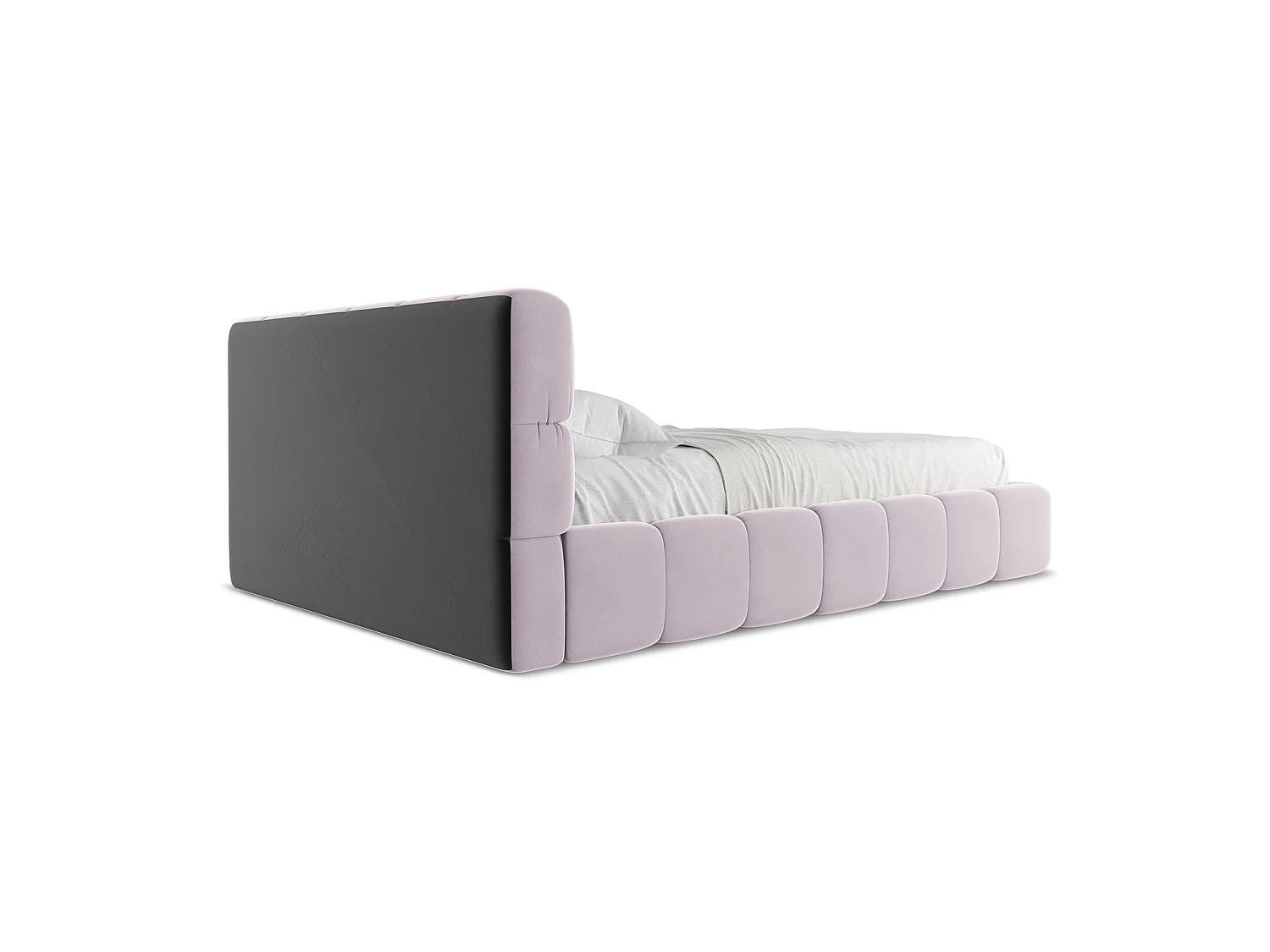 Bett mit Bettkasten - 160 x 228 - Samt - Lavendel - ROMA