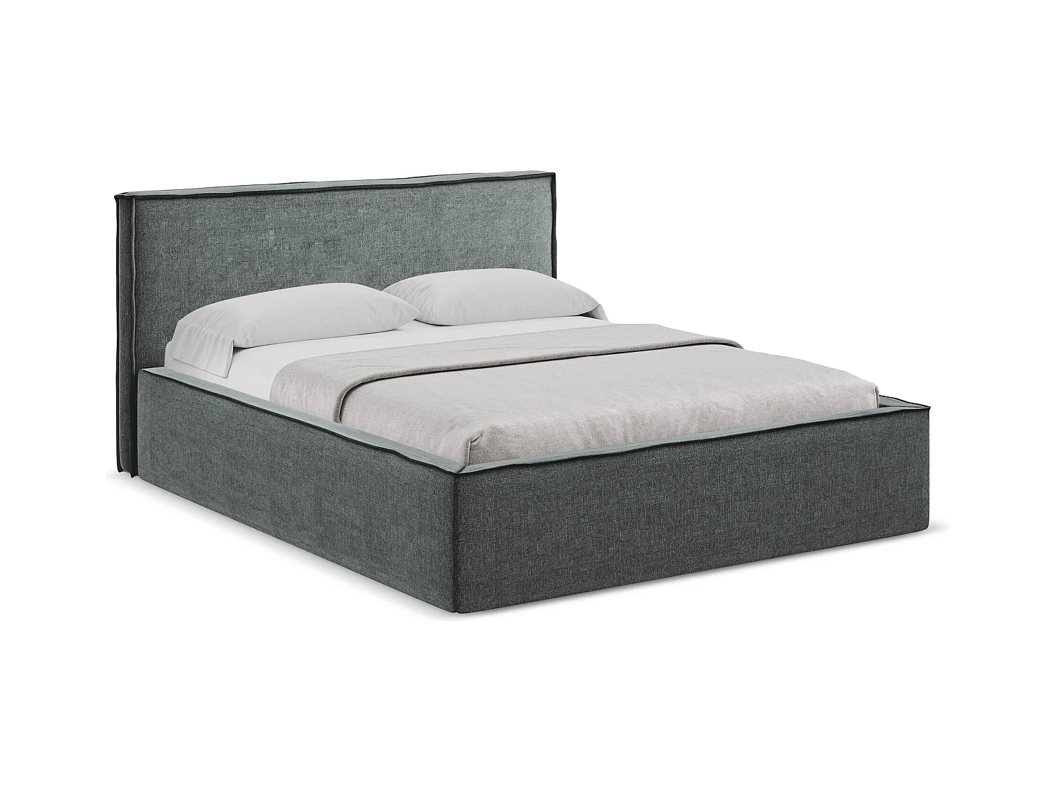 Bett mit Bettkasten - 200 x 228 - Chenille - Graphit - ANANI