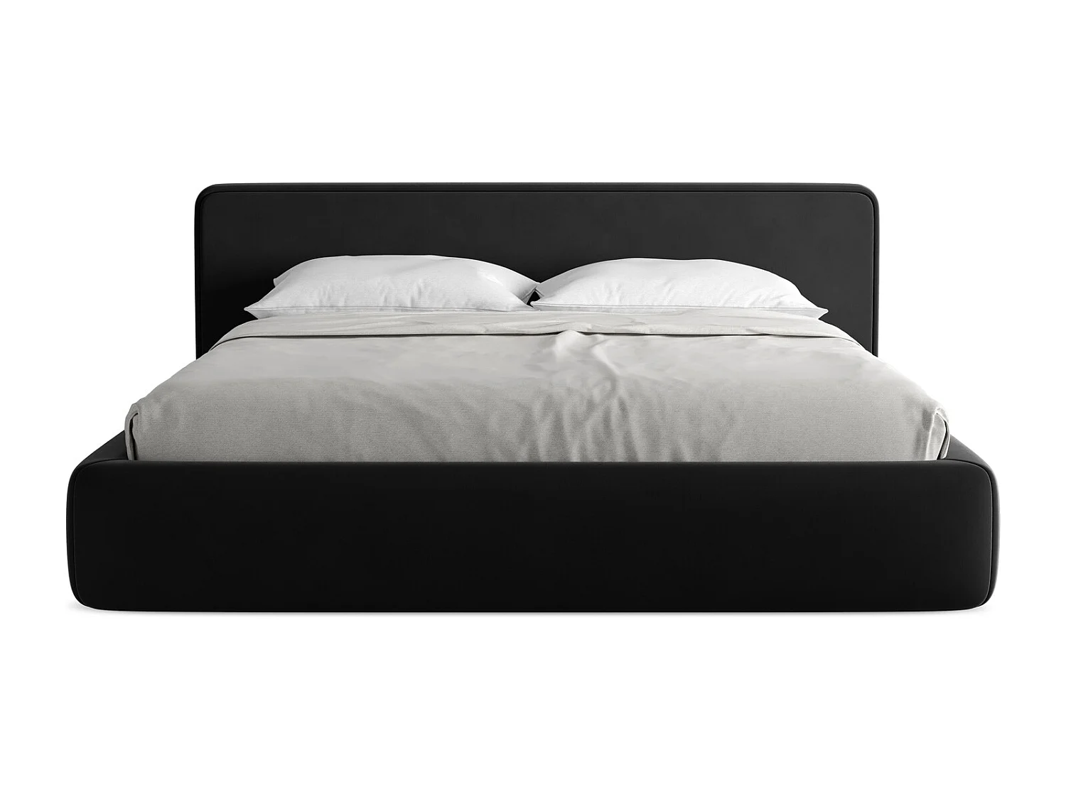 Lit coffre en velours 180 x 200 - noir - KIANA